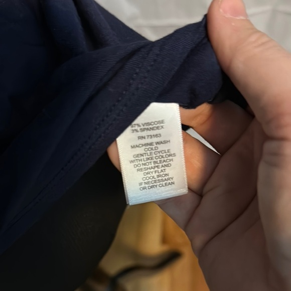 Navy Blue Women's V-Neck Top - Picture 2 of 5